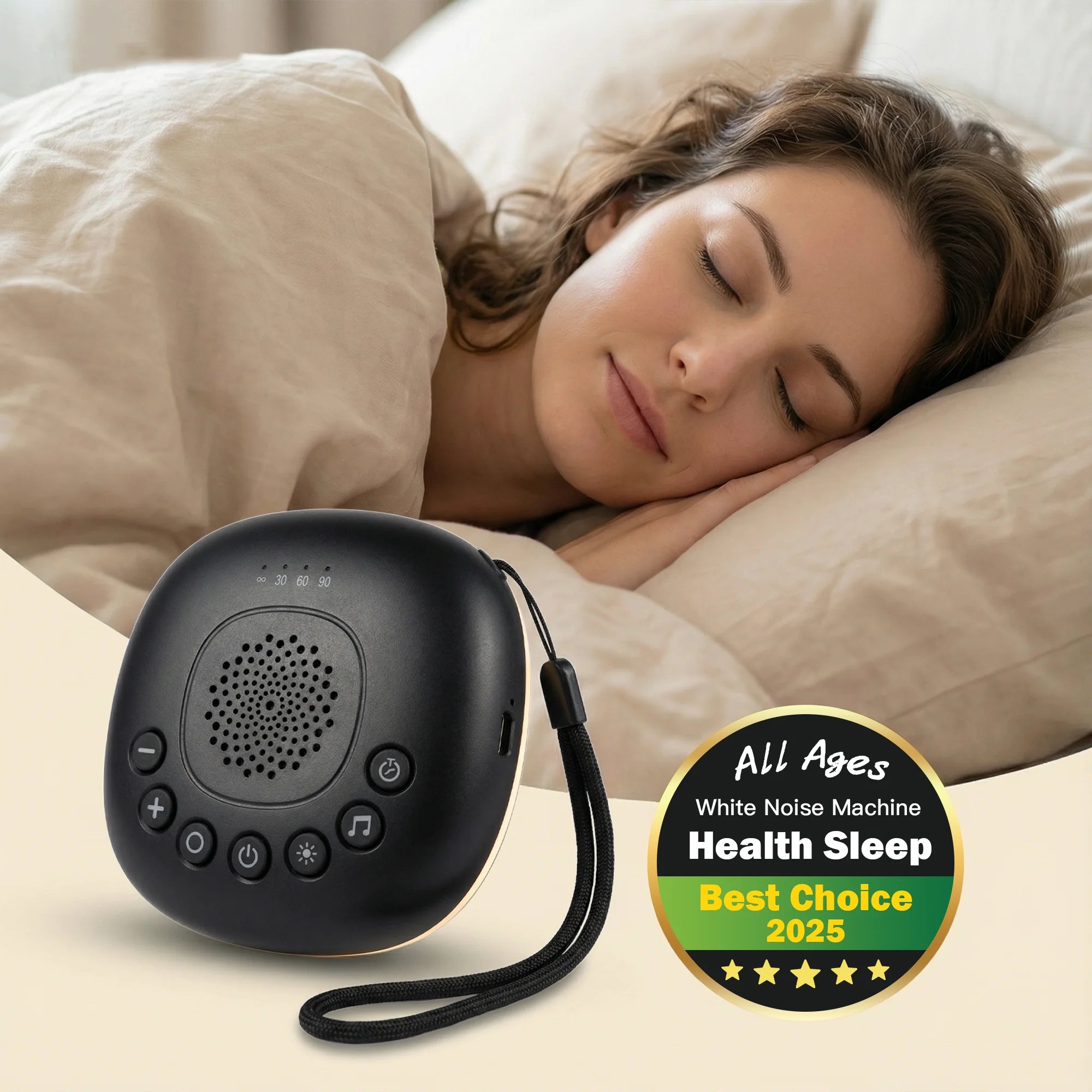 Portable White Noise Machine with  20 Sounds RGB Night Light Sleep Aid for Baby/Kids/Adults Timer Rechargeable Battery Travel