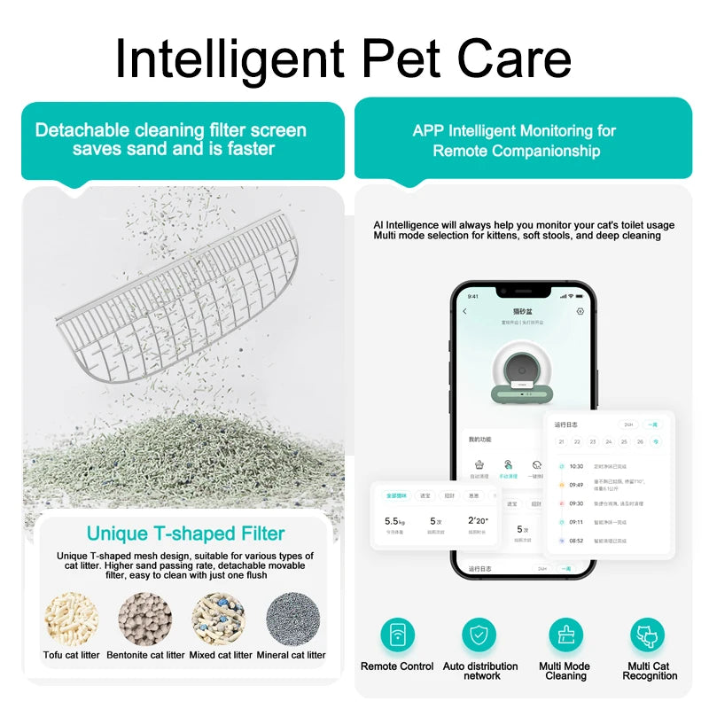 New  Automatic Cat Litter Box Smart APP Control WIFI Detachable 9L Intelligent Self-cleaning Cat Toilet Garbage Easy To Clean