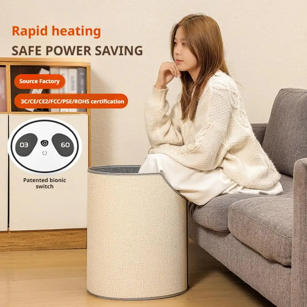 Silent Foldable Leg Warmer Pro - Under Desk Electric Foot Heater with Thermostat & Auto Shut Off for Office Home Timer