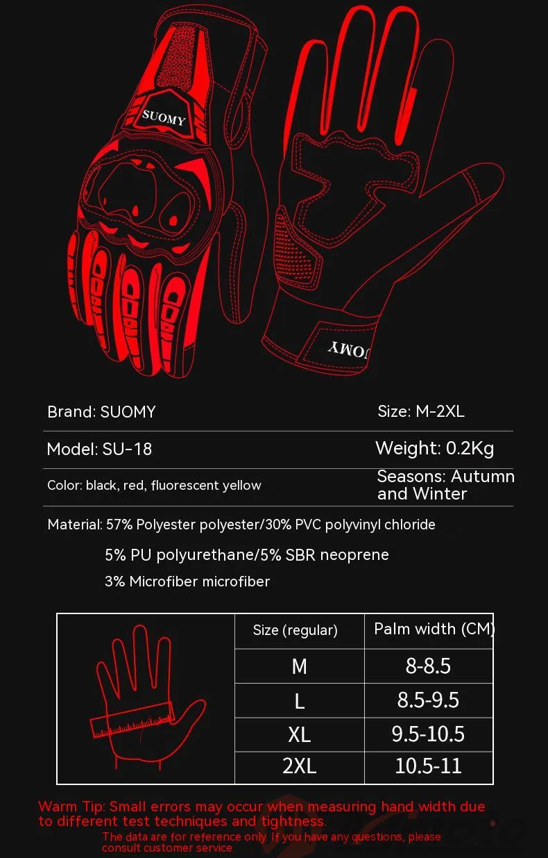 SUOMY Winter Waterproof Motorcycle Gloves Men Women Spring Autumn Motocross Biker Gloves Touch Screen Moto Cycling Gloves