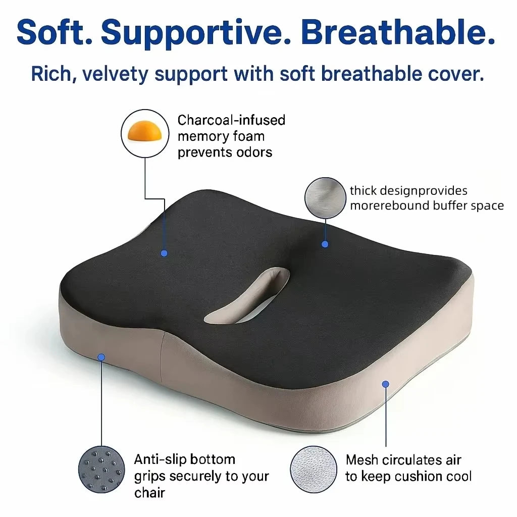 Memory Foam Seat Cushion - 3D Ergonomic Support  Washable Polyester, Car/Office Essentials Sit long Without Fatigue Home Decor