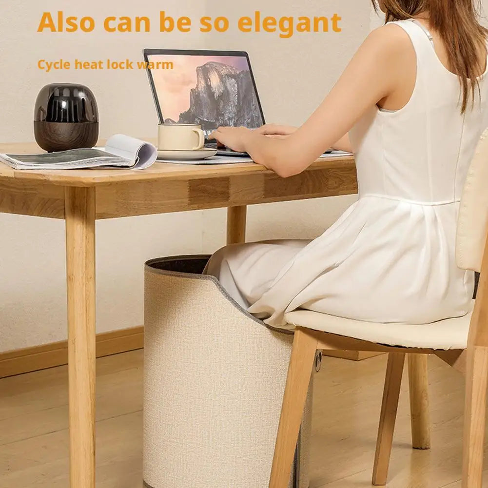 Silent Foldable Leg Warmer Pro - Under Desk Electric Foot Heater with Thermostat & Auto Shut Off for Office Home Timer