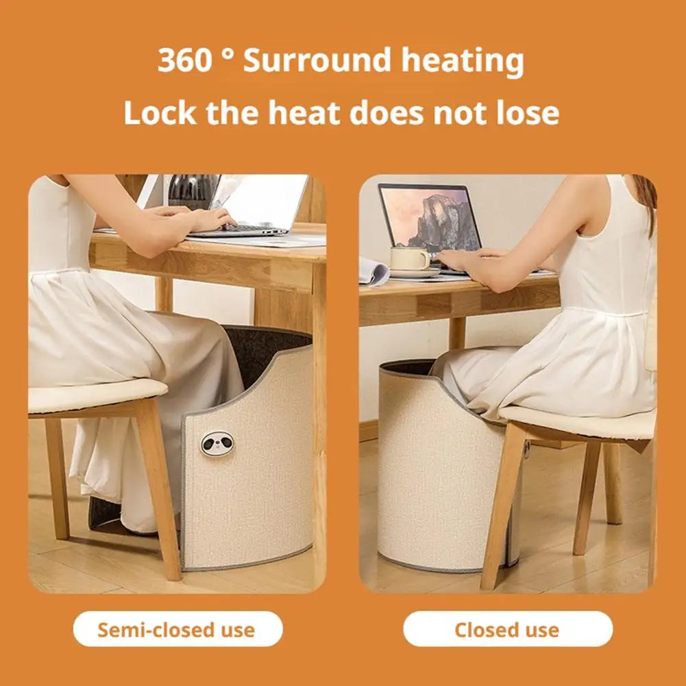 Silent Foldable Leg Warmer Pro - Under Desk Electric Foot Heater with Thermostat & Auto Shut Off for Office Home Timer