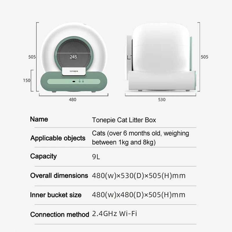 New  Automatic Cat Litter Box Smart APP Control WIFI Detachable 9L Intelligent Self-cleaning Cat Toilet Garbage Easy To Clean