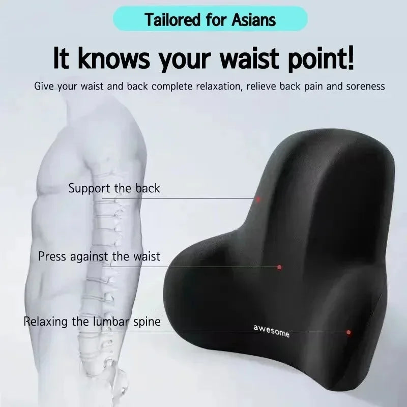 New Lumbar Back Cushion with Memory Foam  for Car Office Gaming Chairs & Postpartum Pain Relief Pillow