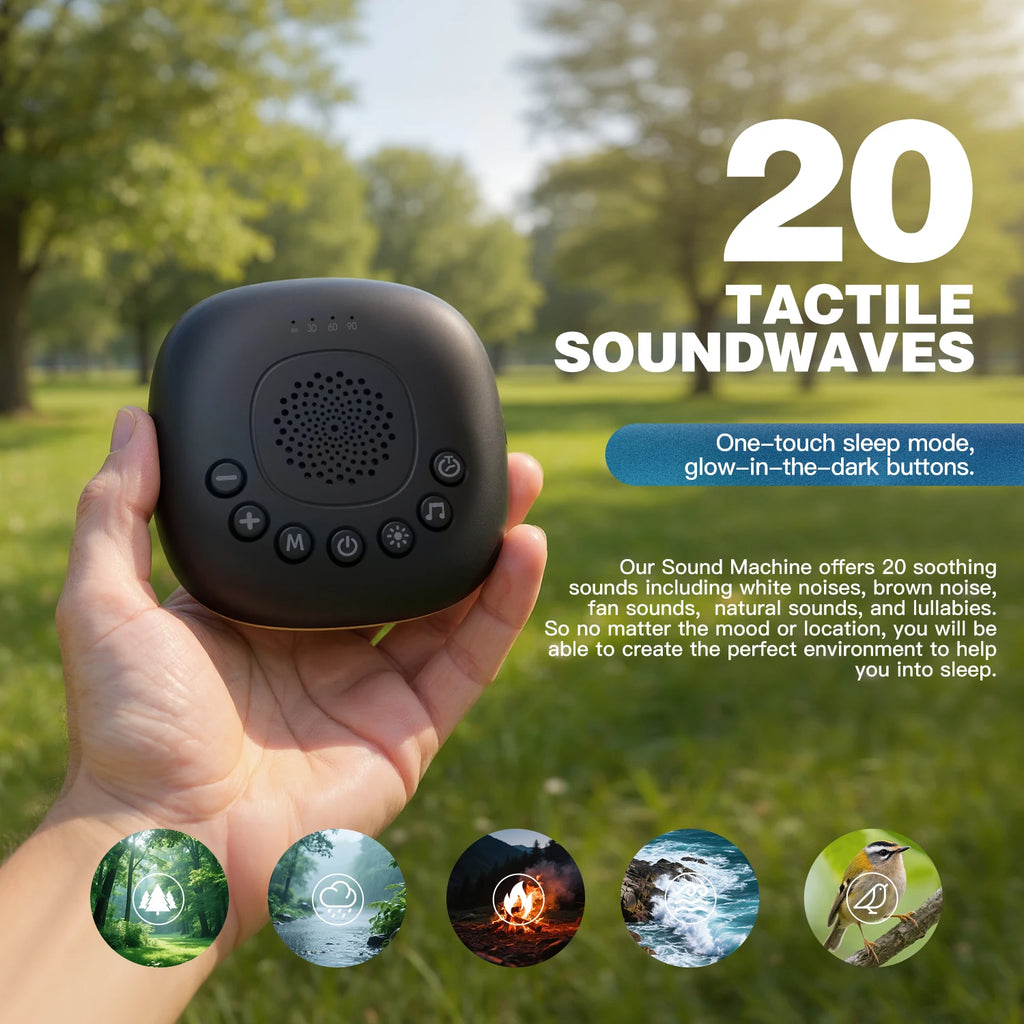 Portable White Noise Machine with  20 Sounds RGB Night Light Sleep Aid for Baby/Kids/Adults Timer Rechargeable Battery Travel