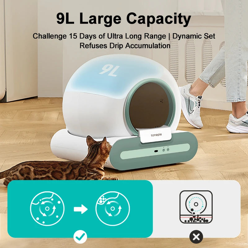 New  Automatic Cat Litter Box Smart APP Control WIFI Detachable 9L Intelligent Self-cleaning Cat Toilet Garbage Easy To Clean