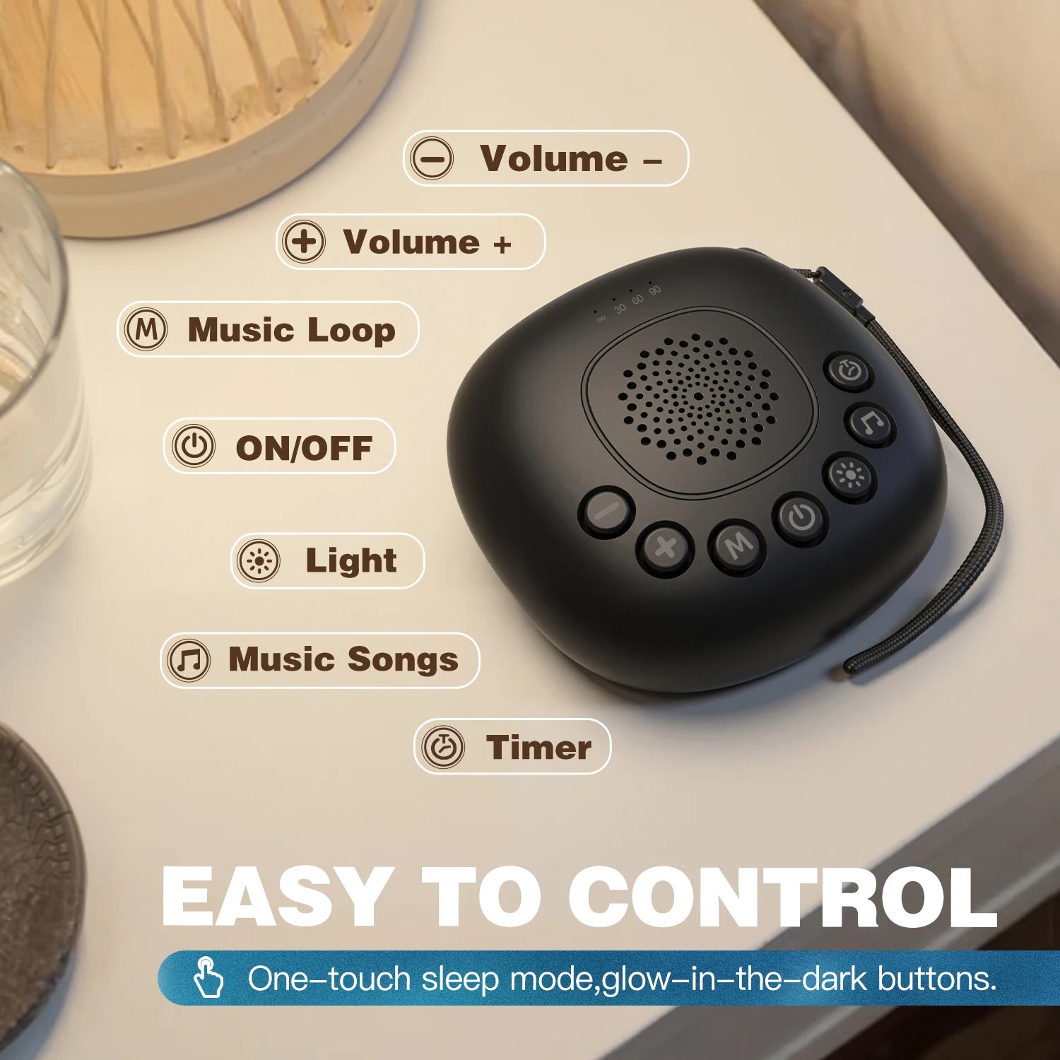 Portable White Noise Machine with  20 Sounds RGB Night Light Sleep Aid for Baby/Kids/Adults Timer Rechargeable Battery Travel